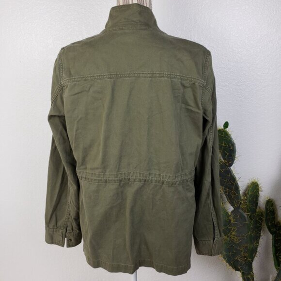 CASLON Jacket Oversized Utility Cargo Snap Army Green size S Military Shacket - Picture 5 of 13